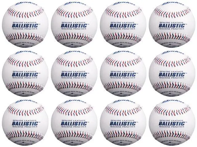 Main image of Ballistic Leather Pitching Machine Baseballs | Durable Leather Construction for Consistent Performance, 12-Pack