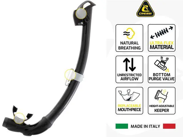 Alt view image 4 of 7 - Mask and Snorkel Kit for Snorkeling and Freediving - Wide View and Dry Snorkel- Big Eyes & Seal Dry - Made in Italy
