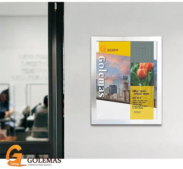 Alt view image 2 of 7 - Acrylic Magnetic Sign Holder, Easy-Opening 8.5 x 11 Wall Mount Display Frames, Self Adhesive Back Plastic Clear Document Frame, Horizontal & Vertical Display (Silver, 12Pack)
