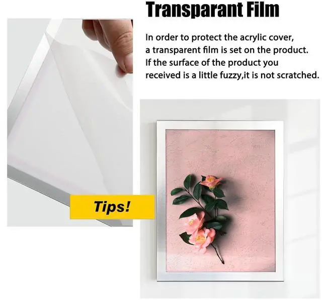 Alt view image 7 of 7 - Acrylic Magnetic Sign Holder, Easy-Opening 8.5 x 11 Wall Mount Display Frames, Self Adhesive Back Plastic Clear Document Frame, Horizontal & Vertical Display (Silver, 12Pack)