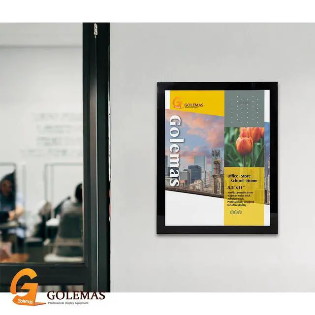 Alt view image 2 of 7 - Acrylic Magnetic Sign Holder, Easy-Opening 8.5 x 11 Wall Mount Display Frames, Self Adhesive Back Plastic Clear Document Frame, Horizontal & Vertical Display (Black, 12Pack)