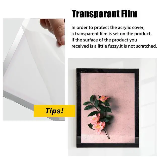 Alt view image 7 of 7 - Acrylic Magnetic Sign Holder, Easy-Opening 8.5 x 11 Wall Mount Display Frames, Self Adhesive Back Plastic Clear Document Frame, Horizontal & Vertical Display (Black, 12Pack)
