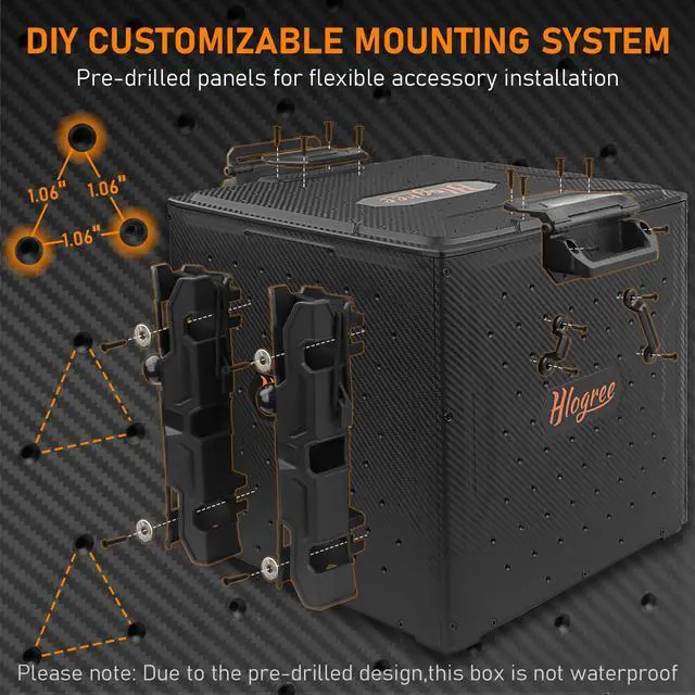 Alt view image 3 of 7 - FlexCrate Kayak Fishing Crate with 4 Rod Holders (Assembly Needed),13''x13''x13'' Compact Kayak Tackle Storage Box & Gear Organizer for Kayaks,with Lockable Lid - Black,DIY & Lightweight