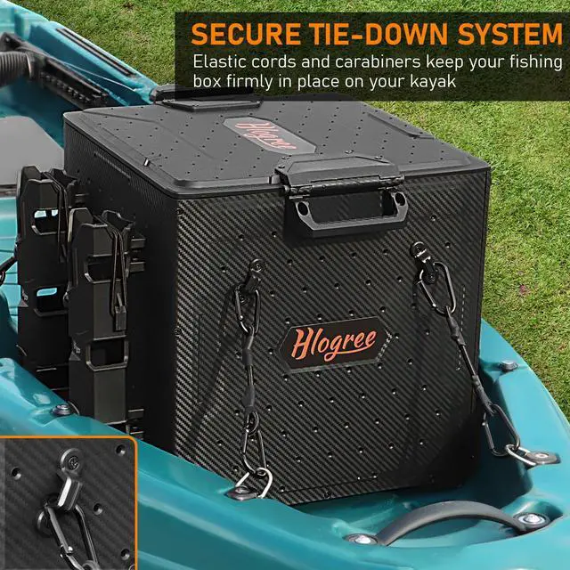 Alt view image 4 of 7 - FlexCrate Kayak Fishing Crate with 4 Rod Holders (Assembly Needed),13''x13''x13'' Compact Kayak Tackle Storage Box & Gear Organizer for Kayaks,with Lockable Lid - Black,DIY & Lightweight