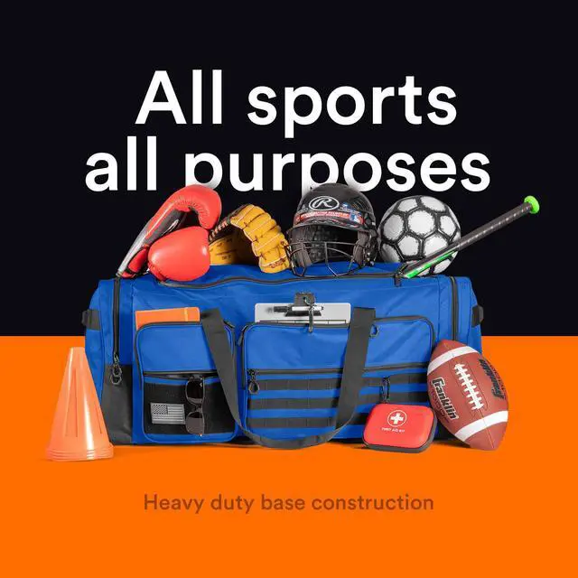 Alt view image 3 of 6 - 130L 36" Heavy Duty Extra Large Sports Gym Equipment Travel Duffle Bag W/Adjustable Shoulder Strap & 7 Compartments. Perfect for Soccer Baseball Basketball Hockey Football, Team Coaches & More