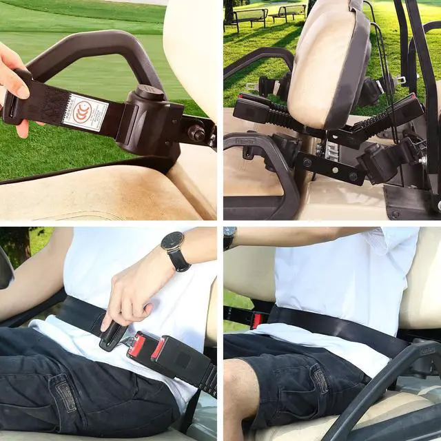 Alt view image 6 of 7 - 4PCS Universal Retractable Golf Cart Seat Belt Kit with Bracket for Yamaha, EZGO, Club Car