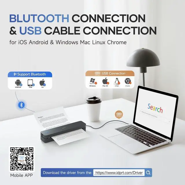 Alt view image 2 of 7 - Portable-Printer Wireless for Travel,300DPI Inkless Thermal Small Printers for Home Use,Office,Vehicles,Mobile Bluetooth Printer Supports 8.5" x 11" US Letter,for Smartphone & PC,Black