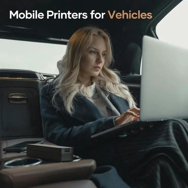 Alt view image 5 of 7 - Portable-Printer Wireless for Travel,300DPI Inkless Thermal Small Printers for Home Use,Office,Vehicles,Mobile Bluetooth Printer Supports 8.5" x 11" US Letter,for Smartphone & PC,Black