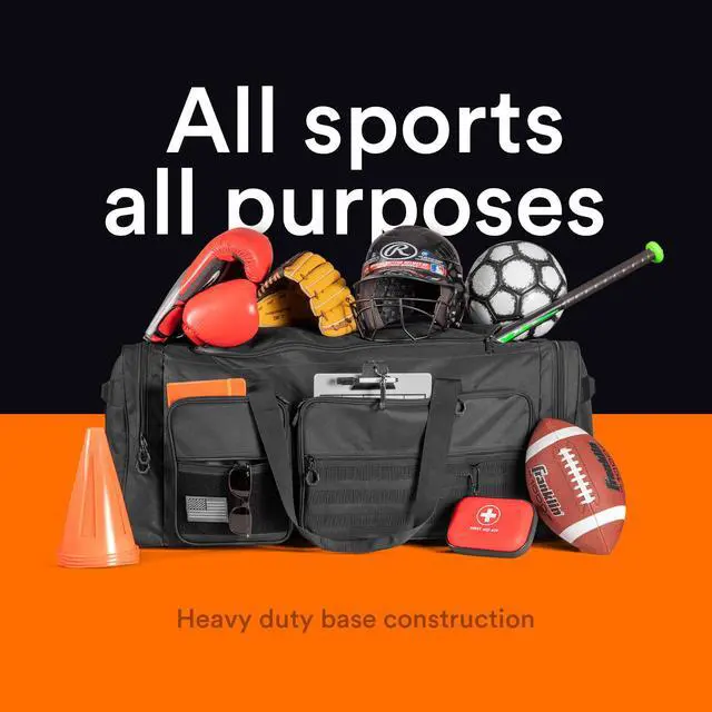 Alt view image 3 of 6 - 130L 36" Heavy Duty Extra Large Sports Gym Equipment Travel Duffle Bag W/Adjustable Shoulder Strap & 7 Compartments. Perfect for Soccer Baseball Basketball Hockey Football, Team Coaches & More