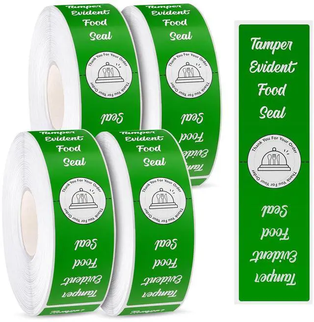 Main image of 2000 Pieces Tamper Evident Stickers for Food Delivery 1.5 x 6 Inches Red Tamper Seal Proof Tape Safe Labels Sealed for Freshness Drink Food Container Pizza Boxes (Green)
