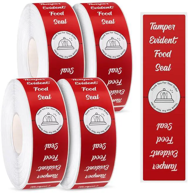 Main image of 2000 Pieces Tamper Evident Stickers for Food Delivery 1.5 x 6 Inches Red Tamper Seal Proof Tape Safe Labels Sealed for Freshness Drink Food Container Pizza Boxes (Red)