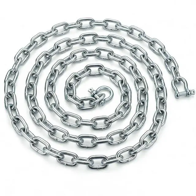Main image of Galvanized Steel Anchor Chain, 4ft/5ft/6ft/10ft/15ft/20ft Boat Anchor Chain, Anchor Lead Chain with Double Boat Anchor Shackle, Marine Anchor Chain for Different Anchors, Anchor Chains for Boats