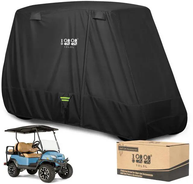 Main image of 2/4/4+2 Passenger Golf Cart Cover Upgrade Extended Roof, 600D Waterproof Snowproof Windproof Sunproof Durable Full Golf Cart Covers for Yamaha,EZGO,Club Car and Other