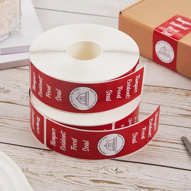 Alt view image 6 of 6 - 2000 Pieces Tamper Evident Stickers for Food Delivery 1.5 x 6 Inches Red Tamper Seal Proof Tape Safe Labels Sealed for Freshness Drink Food Container Pizza Boxes (Red)