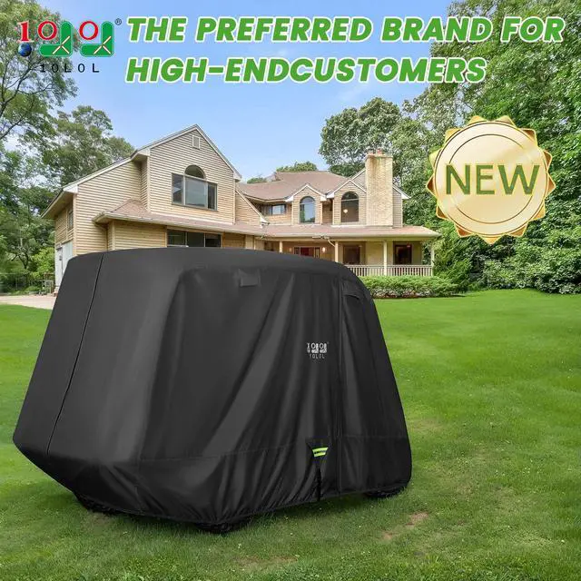 Alt view image 2 of 7 - 2/4/4+2 Passenger Golf Cart Cover Upgrade Extended Roof, 600D Waterproof Snowproof Windproof Sunproof Durable Full Golf Cart Covers for Yamaha,EZGO,Club Car and Other