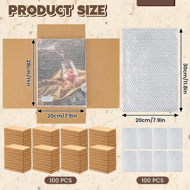 Alt view image 2 of 6 - 100 Pack Corrugated Comic Book Mailers 7.8 x 11 x 1.2 Inch with 100 Bubble Bags, Comic Book Shipping Box Fold Cardboard Photo Box for Mailing Packaging, Height Adjustable (Brown)