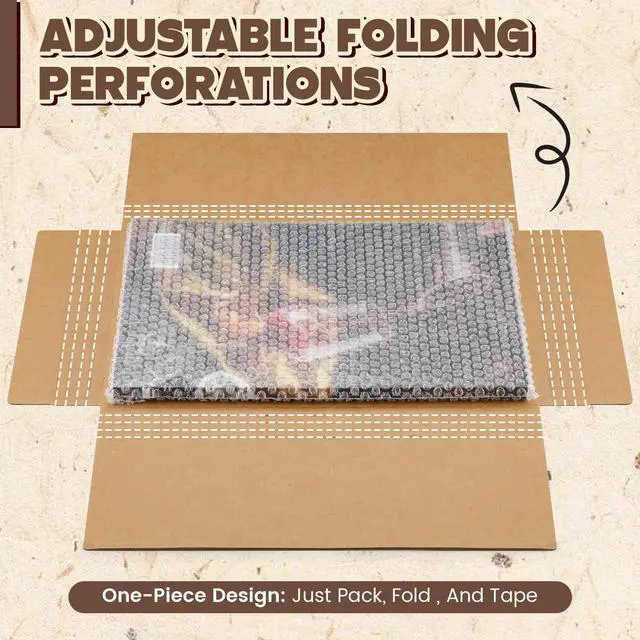 Alt view image 4 of 6 - 100 Pack Corrugated Comic Book Mailers 7.8 x 11 x 1.2 Inch with 100 Bubble Bags, Comic Book Shipping Box Fold Cardboard Photo Box for Mailing Packaging, Height Adjustable (Brown)