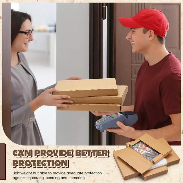 Alt view image 5 of 6 - 100 Pack Corrugated Comic Book Mailers 7.8 x 11 x 1.2 Inch with 100 Bubble Bags, Comic Book Shipping Box Fold Cardboard Photo Box for Mailing Packaging, Height Adjustable (Brown)