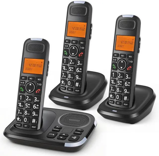 Main image of D1015 DECT 6.0 Expandable Cordless Phone System with Answering Machine, Caller ID, Big Buttons, Speakerphone, Audio Assist - Home & Small Business(3 Handsets)