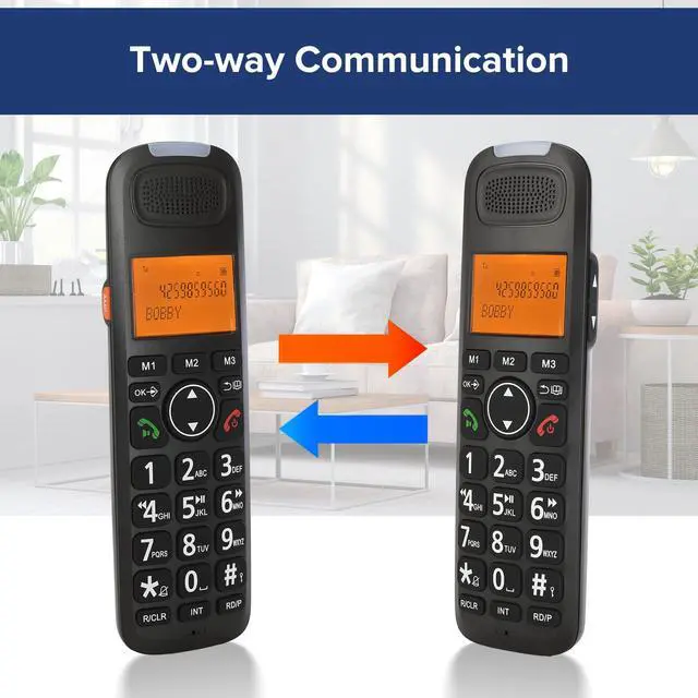 Alt view image 5 of 7 - D1015 DECT 6.0 Expandable Cordless Phone System with Answering Machine, Caller ID, Big Buttons, Speakerphone, Audio Assist - Home & Small Business(2 Handsets)