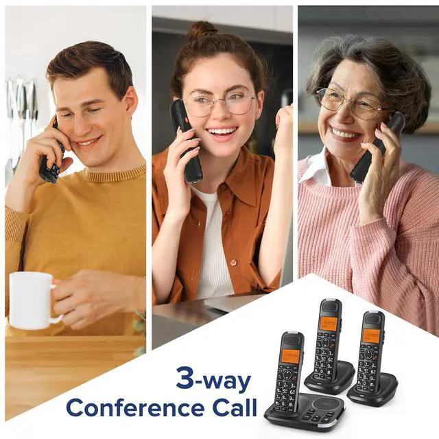 Alt view image 7 of 7 - D1015 DECT 6.0 Expandable Cordless Phone System with Answering Machine, Caller ID, Big Buttons, Speakerphone, Audio Assist - Home & Small Business(2 Handsets)