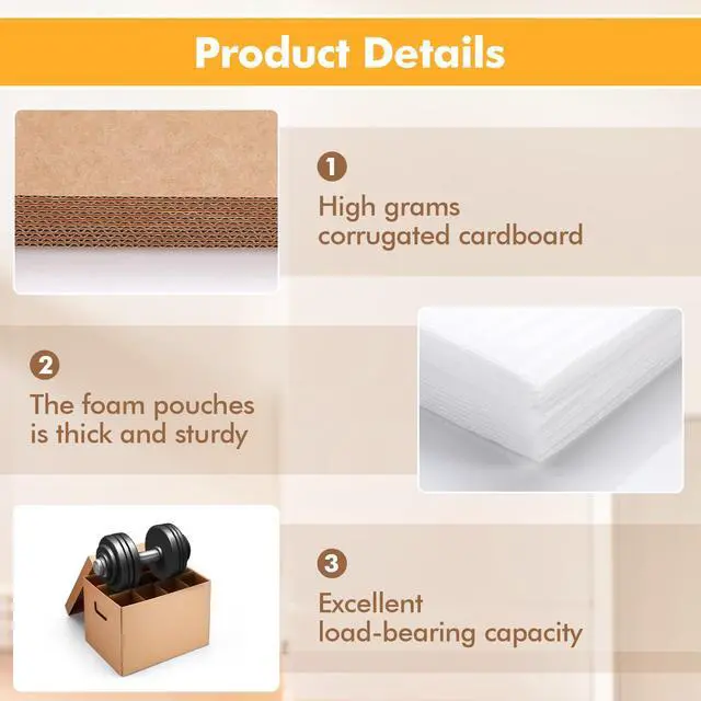 Alt view image 4 of 6 - 6 Sets Kitchen Moving Boxes with Divider Kits for Dish Glassware Wine Glass Packing with Handle Included Cup and Plate Box, Corrugate Dividers, Foam Pouches (15 x 12 x 10 Inch)