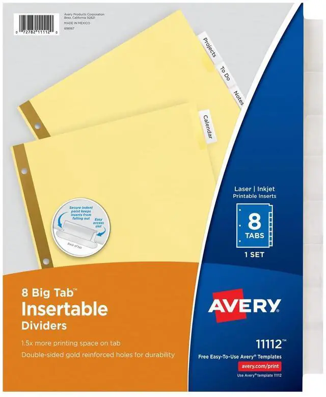 Main image of 8-Tab Binder Dividers, Insertable Clear Big Tabs, 48 Packs (11112)