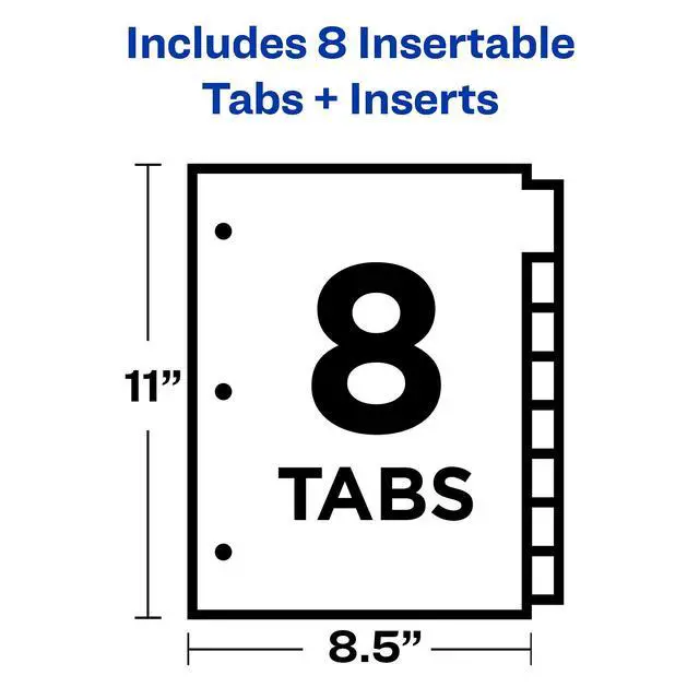 Alt view image 5 of 7 - 8-Tab Binder Dividers, Insertable Clear Big Tabs, 48 Packs (11112)