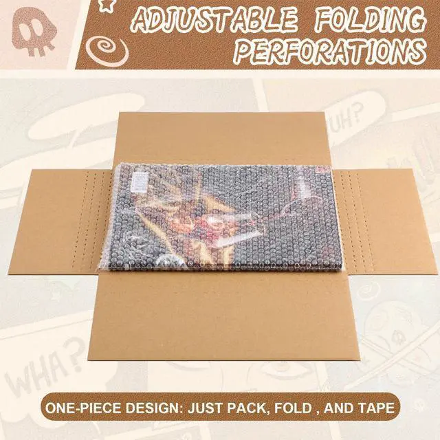 Alt view image 3 of 7 - 100 Pack Corrugated Comic Book Mailers 7.8 x 11 x 1.2 Inch with 100 Bubble Bags, Comic Book Shipping Box Fold Cardboard Photo Box for Mailing Packaging, Height Adjustable (White)