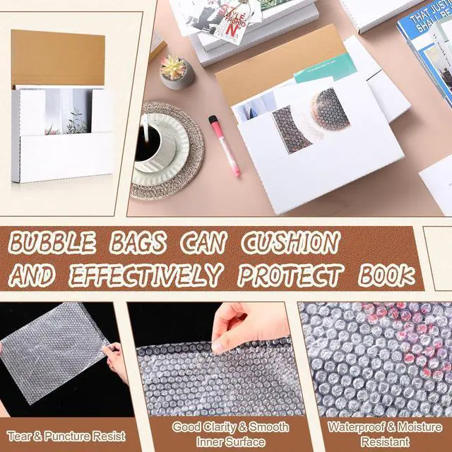 Alt view image 4 of 7 - 100 Pack Corrugated Comic Book Mailers 7.8 x 11 x 1.2 Inch with 100 Bubble Bags, Comic Book Shipping Box Fold Cardboard Photo Box for Mailing Packaging, Height Adjustable (White)