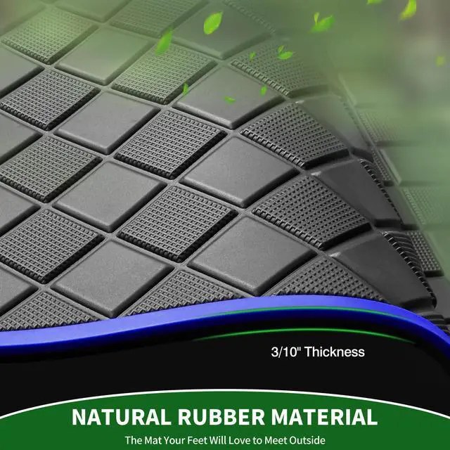 Alt view image 4 of 7 - Golf Cart Floor Liner Mat 8mm Thick Rubber Full Coverage Fit for Club Car DS 1982-2013 / Villager 1982-2018 Carts Heavy-Duty Non-Slip Front Feet Mats Replacement Easy to Clean - Blue Trim