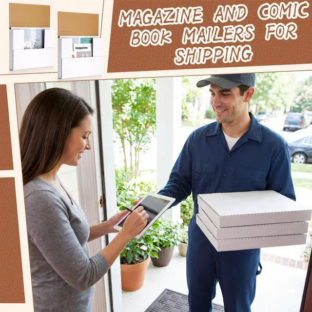 Alt view image 5 of 7 - 100 Pack Corrugated Comic Book Mailers 7.8 x 11 x 1.2 Inch with 100 Bubble Bags, Comic Book Shipping Box Fold Cardboard Photo Box for Mailing Packaging, Height Adjustable (White)