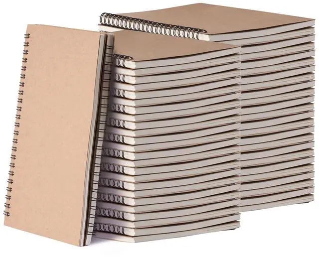 Main image of 48 Pack A5 Spiral Notebook College Ruled Spiral Notebook Bulk Inches Hardcover Kraft Notebooks Lined Travel Writing Notebooks Journal Notepad for Office School Supplies, 100 Pages, 8.3 x 5.5 Inches
