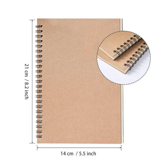 Alt view image 2 of 7 - 48 Pack A5 Spiral Notebook College Ruled Spiral Notebook Bulk Inches Hardcover Kraft Notebooks Lined Travel Writing Notebooks Journal Notepad for Office School Supplies, 100 Pages, 8.3 x 5.5 Inches