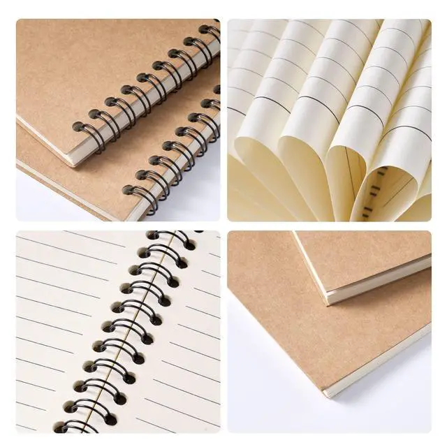 Alt view image 3 of 7 - 48 Pack A5 Spiral Notebook College Ruled Spiral Notebook Bulk Inches Hardcover Kraft Notebooks Lined Travel Writing Notebooks Journal Notepad for Office School Supplies, 100 Pages, 8.3 x 5.5 Inches