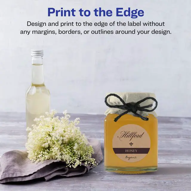 Alt view image 3 of 6 - Kraft Brown Round Labels, Sure Feed Technology, 2" Diameter, 1,200 Kraft Brown Labels, Print-to-The-Edge, Laser/Inkjet Printable