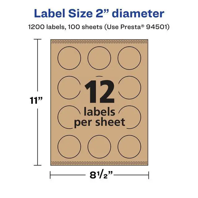 Alt view image 5 of 6 - Kraft Brown Round Labels, Sure Feed Technology, 2" Diameter, 1,200 Kraft Brown Labels, Print-to-The-Edge, Laser/Inkjet Printable