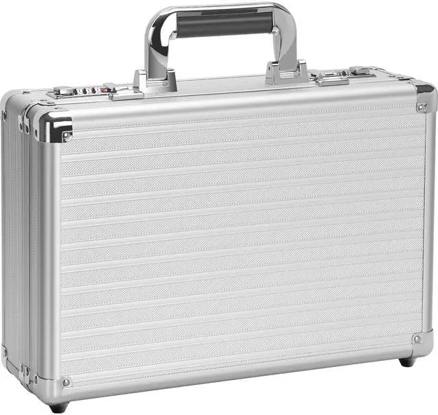 Main image of Security Lock Boxes - 14.2 x 9.4 x 4.5 Inch Medium, Portable Locking Storage Totes with Dual Combination Locks, Medicine Lock Box, Lock Boxes for Personal Items, Cash & Briefcase - Silver