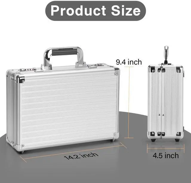 Alt view image 3 of 7 - Security Lock Boxes - 14.2 x 9.4 x 4.5 Inch Medium, Portable Locking Storage Totes with Dual Combination Locks, Medicine Lock Box, Lock Boxes for Personal Items, Cash & Briefcase - Silver