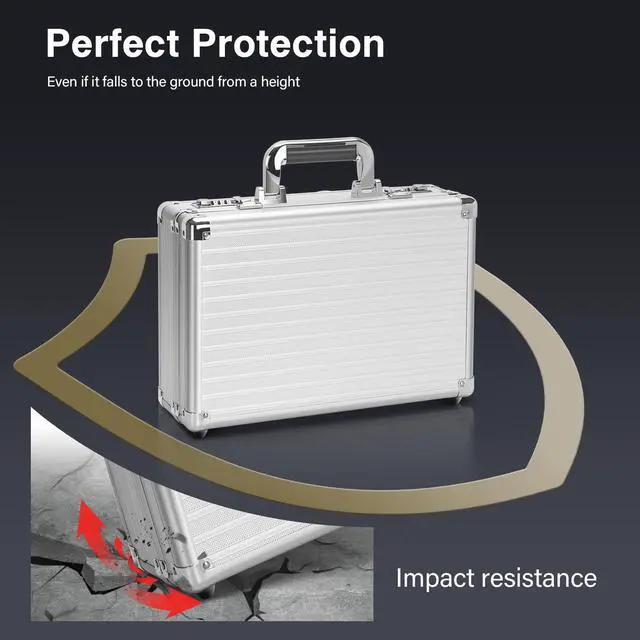 Alt view image 5 of 7 - Security Lock Boxes - 14.2 x 9.4 x 4.5 Inch Medium, Portable Locking Storage Totes with Dual Combination Locks, Medicine Lock Box, Lock Boxes for Personal Items, Cash & Briefcase - Silver