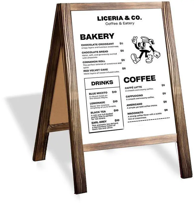 Main image of A Frame Whiteboard Easel Sign 31x20 in - Sandwich Signs Outdoor | Solid Wood A Frame Whiteboard Sign, Magnetic Double-Sided Dry Erase, Brown