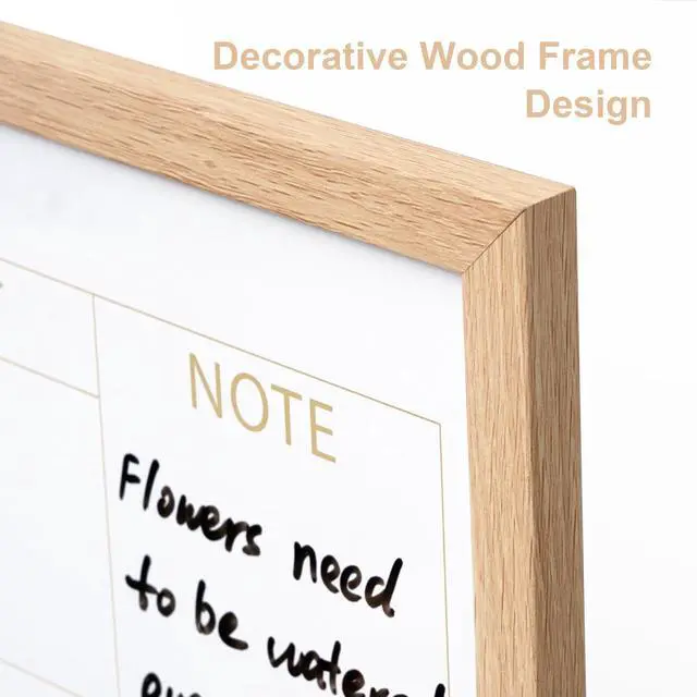 Alt view image 4 of 7 - Calendar Whiteboard with Cork Board, 36"x24" Wood Frame Dry Erase Calendar for Wall, Magnetic Monthly Combination Board for Home, Office, School, Kitchen, Beige