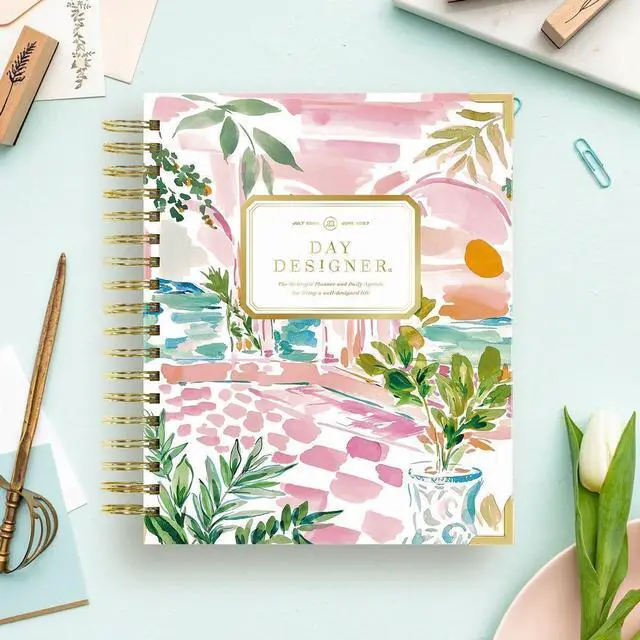 Alt view image 3 of 7 - 2026-2027 Daily Academic Planner, 7.4"x9.5", Capri | July 2026 - June 2027, Glossy Laminated Cover, Wirebound, Laminated Tabs, Storage Pocket, Stickers & Snap-In Ruler