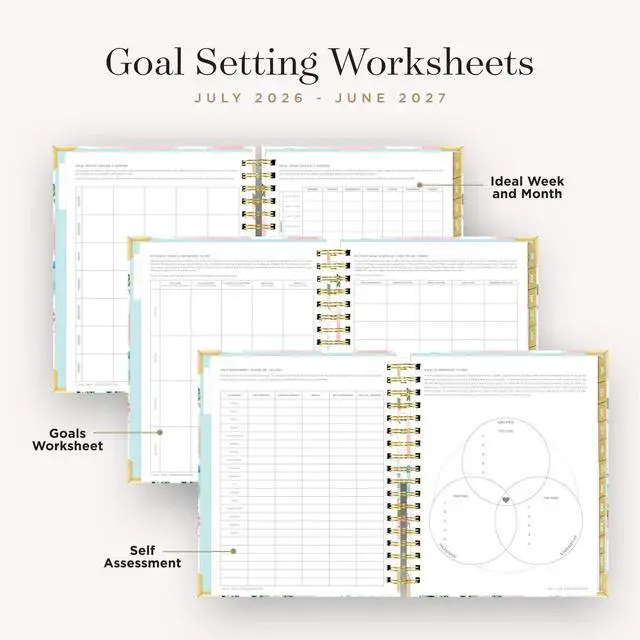 Alt view image 6 of 7 - 2026-2027 Daily Academic Planner, 7.4"x9.5", Capri | July 2026 - June 2027, Glossy Laminated Cover, Wirebound, Laminated Tabs, Storage Pocket, Stickers & Snap-In Ruler