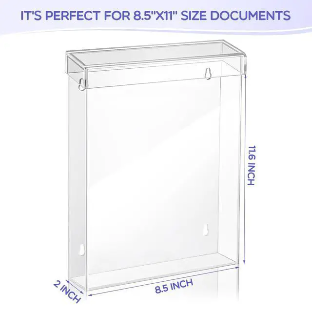 Alt view image 2 of 7 - 4 Pcs Outdoor Brochure Holder 8.5 x 11 Inch Waterproof Acrylic Wall Mount Literature Box Dispenser with Lid, Clear Real Estate Brochure Box Holder for Document Pamphlet Display (Clear)