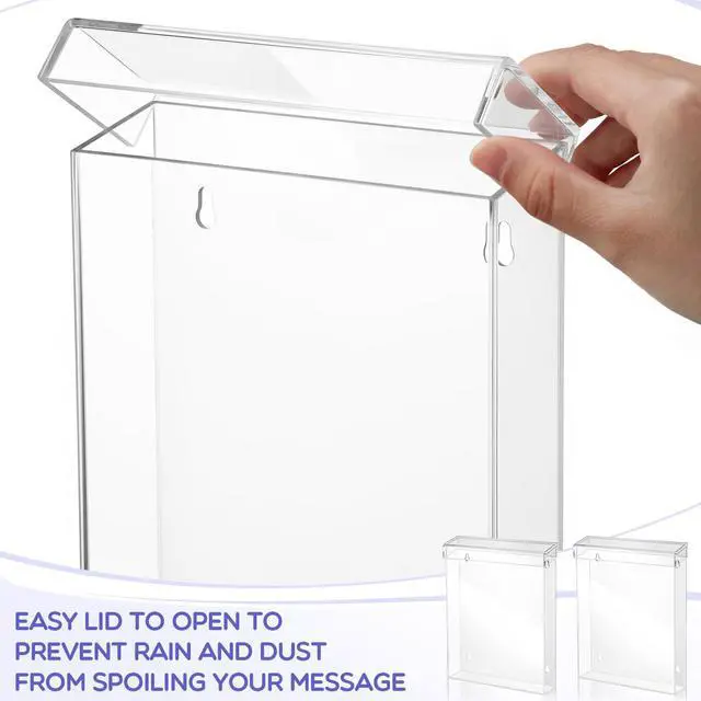 Alt view image 4 of 7 - 4 Pcs Outdoor Brochure Holder 8.5 x 11 Inch Waterproof Acrylic Wall Mount Literature Box Dispenser with Lid, Clear Real Estate Brochure Box Holder for Document Pamphlet Display (Clear)