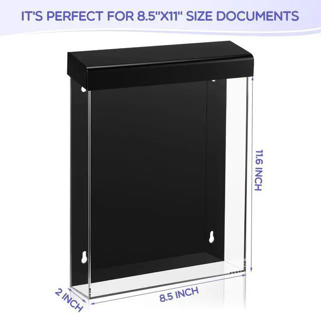 Alt view image 2 of 7 - 4 Pcs Outdoor Brochure Holder 8.5 x 11 Inch Waterproof Acrylic Wall Mount Literature Box Dispenser with Lid, Clear Real Estate Brochure Box Holder for Document Pamphlet Display (Black)
