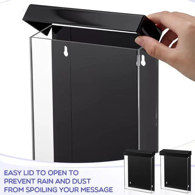 Alt view image 5 of 7 - 4 Pcs Outdoor Brochure Holder 8.5 x 11 Inch Waterproof Acrylic Wall Mount Literature Box Dispenser with Lid, Clear Real Estate Brochure Box Holder for Document Pamphlet Display (Black)