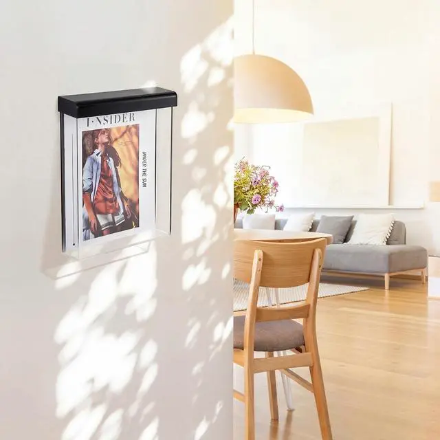 Alt view image 6 of 7 - 4 Pcs Outdoor Brochure Holder 8.5 x 11 Inch Waterproof Acrylic Wall Mount Literature Box Dispenser with Lid, Clear Real Estate Brochure Box Holder for Document Pamphlet Display (Black)