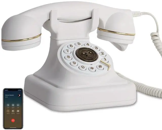 Main image of Bluetooth Retro Phone Landline Telephone,Bluetooth Home Phone with Speakerphone,Voice Assistant, Volume Control,Music Playback,USB Rechargeable,Hands-Free Calling for Bedroom, Home & Office